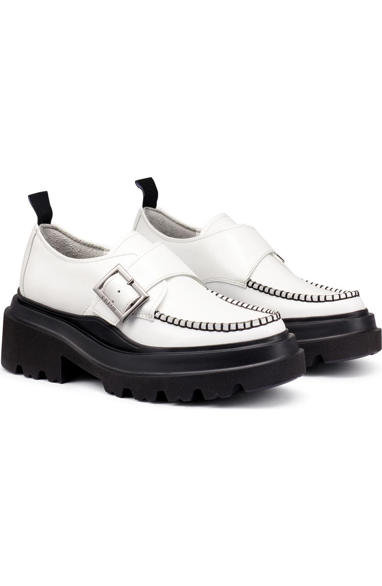 G.H.BASS Monk Strap Platform Shoe, Main, color, White