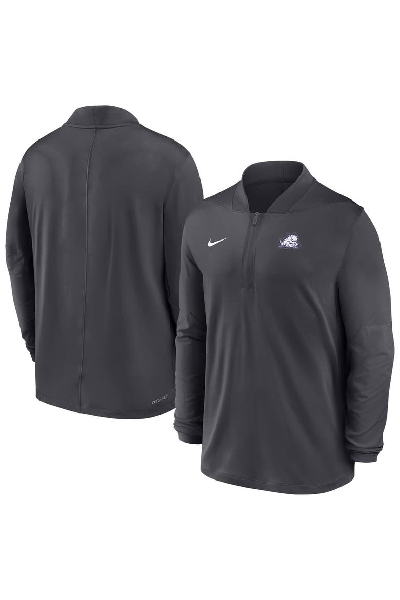 Men's Nike  Anthracite TCU Horned Frogs Dri-FIT Half-Zip Pullover, Main, color, Anthracite