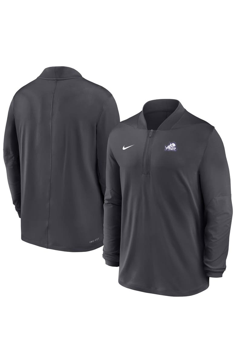 Nike Men's Nike  Anthracite TCU Horned Frogs Dri-FIT Half-Zip Pullover, Main, color, Anthracite