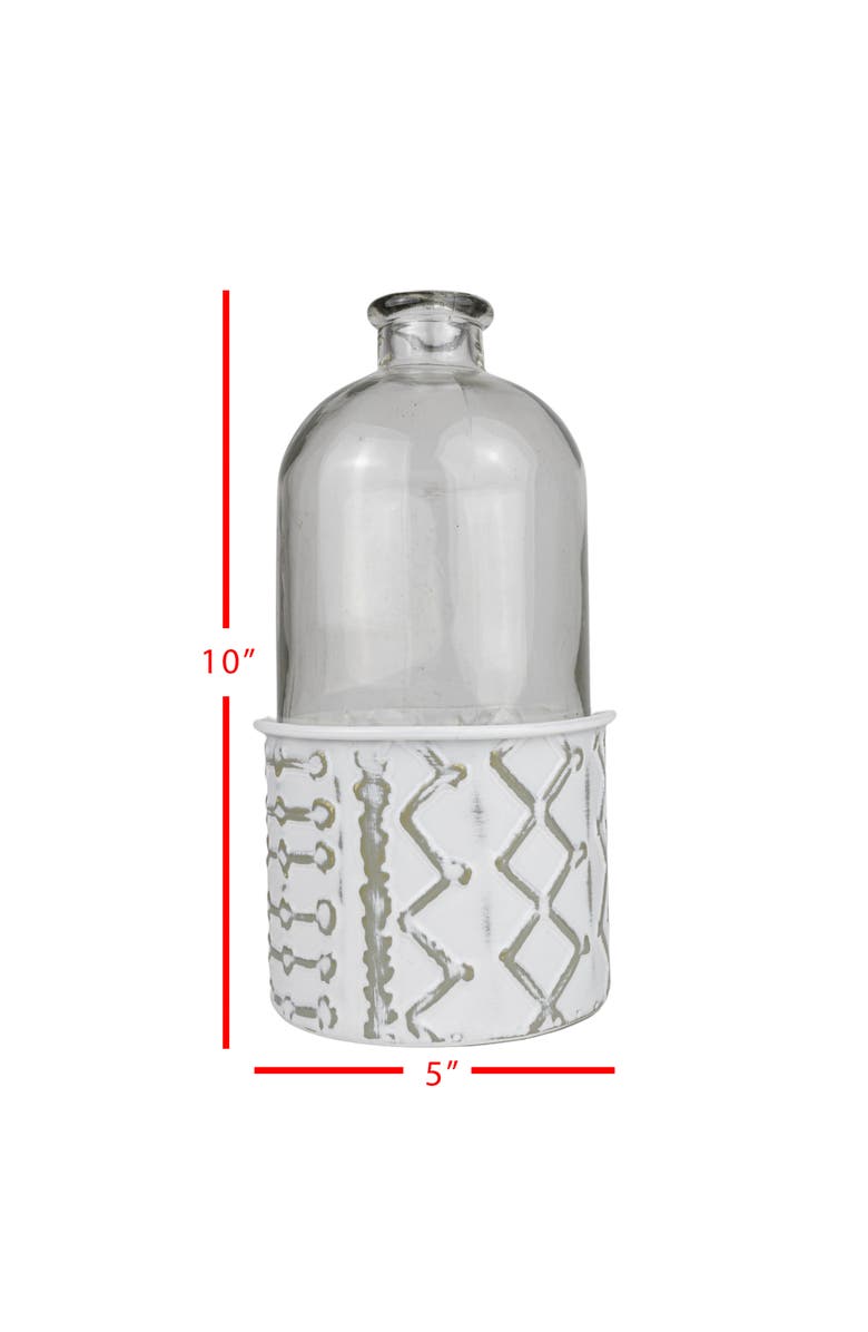 Foreside Home and Garden Geometric Bud Vase Metal & Glass, Alternate, color, Gray