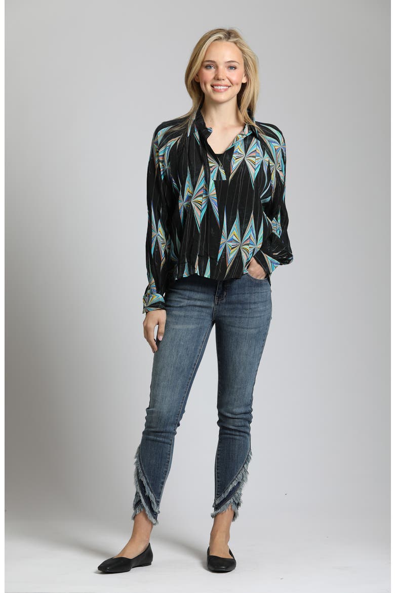 Long Sleeve Shirt, Alternate, color, BLACK/TEAL MULTI