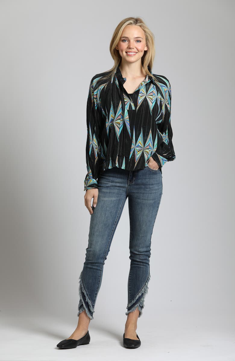 APNY Long Sleeve Shirt, Alternate, color, Black/Teal Multi