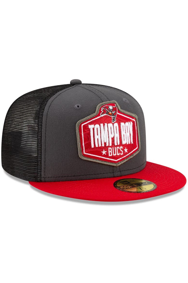 Men's New Era Graphite/Red Tampa Bay Buccaneers 2021 NFL Draft On-Stage 59FIFTY Fitted Hat, Alternate, color, Graphite