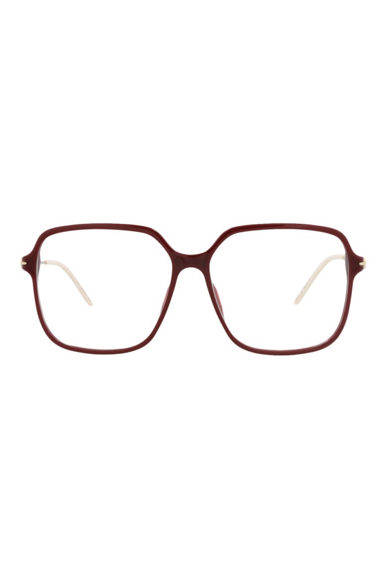 56mm Square Optical Glasses, Main, color, BURGUNDY GOLD TRANSPARENT