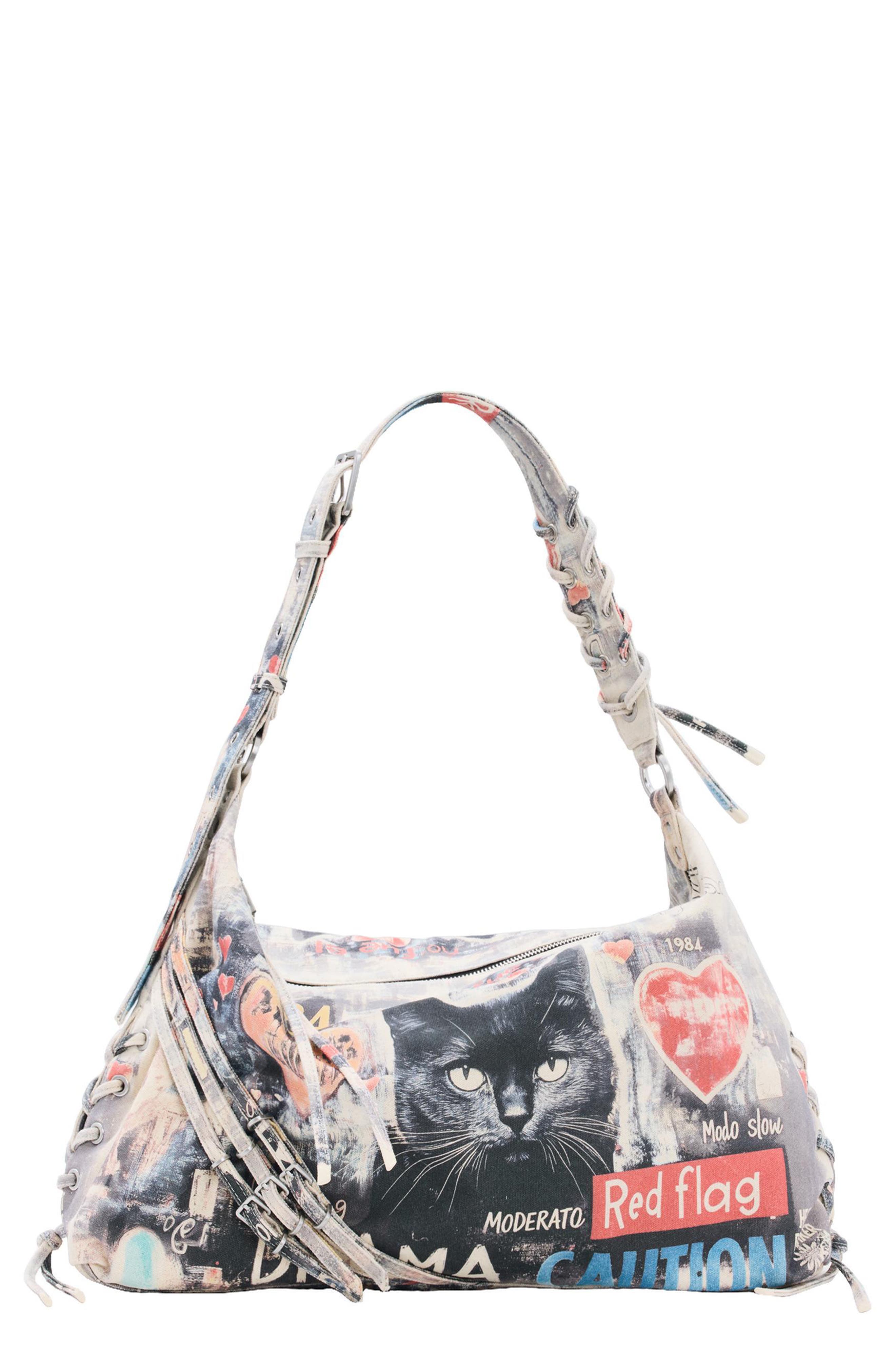 Large Mixed Print Denim Tote, Alternate, color, MULTI