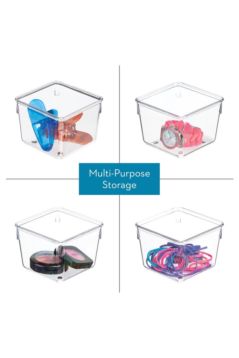 Plastic Drawer Organizer Bins - Storage for Kitchen, Bathroom, and Desk Drawers - Set of 6 - Clear, Alternate, color, Clear