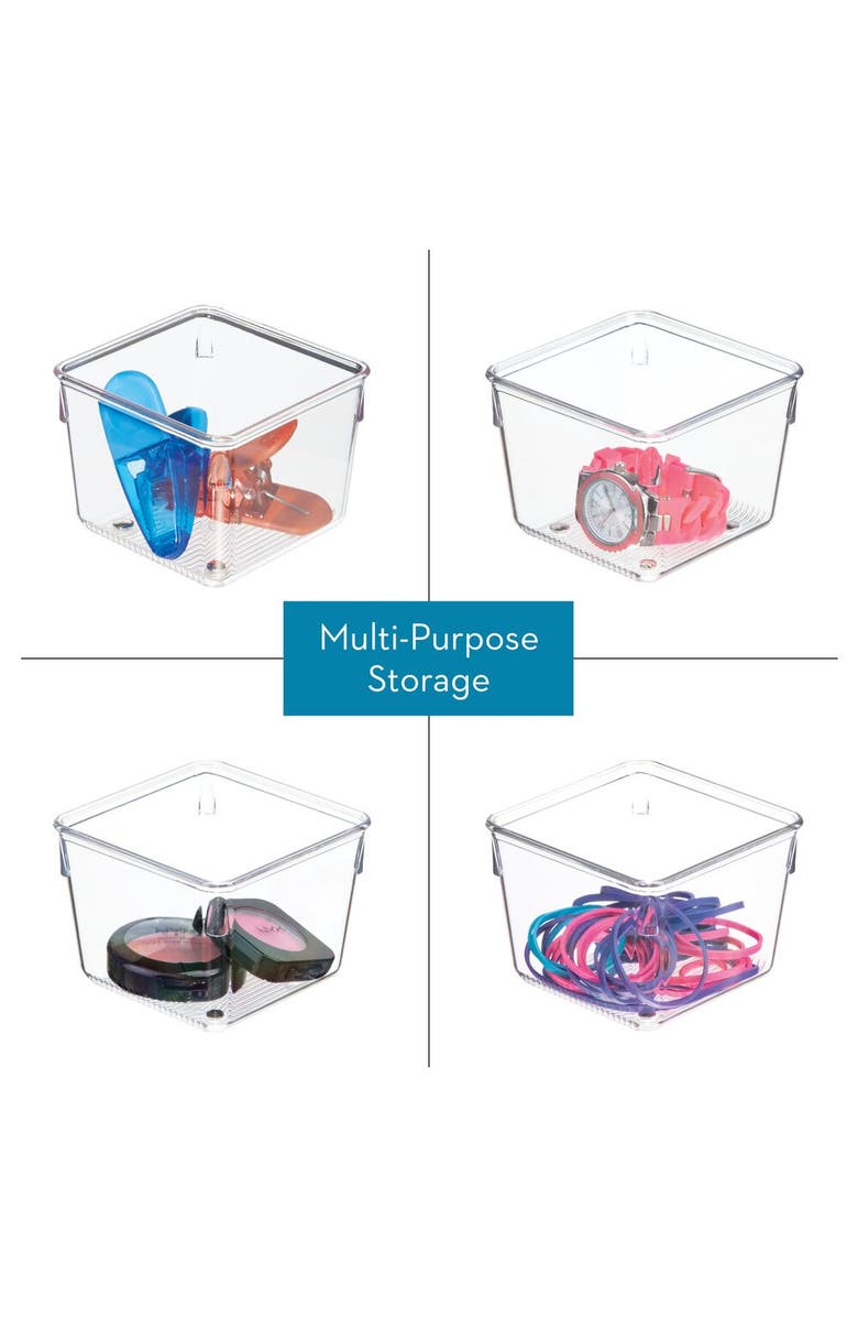 Linus Plastic Drawer Organizer Bins - Storage for Kitchen, Bathroom, and Desk Drawers - Set of 6 - Clear, Alternate, color, Clear