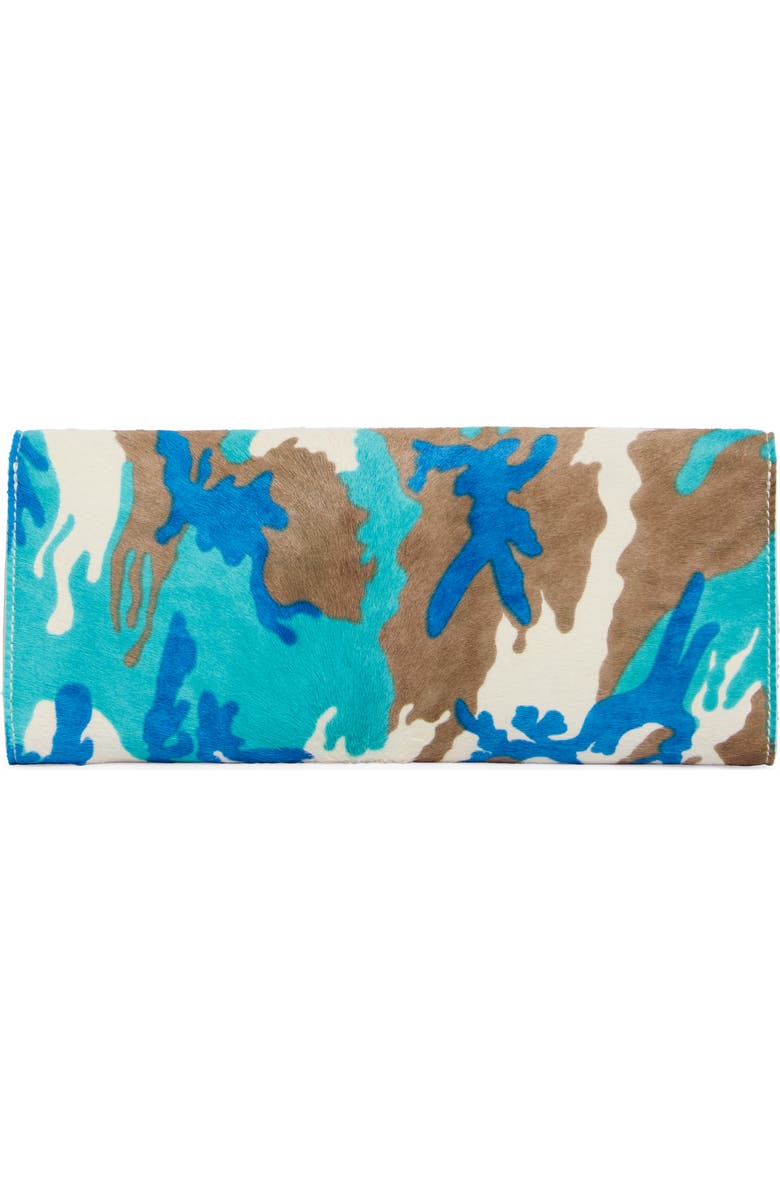 Longchamp Deep Camo Genuine Calf Hair Clutch, Alternate, color, Turquoise