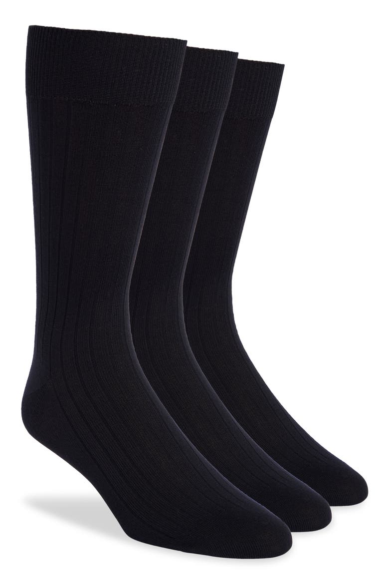 Assorted 3-Pack Crew Socks, Main, color, BLACK