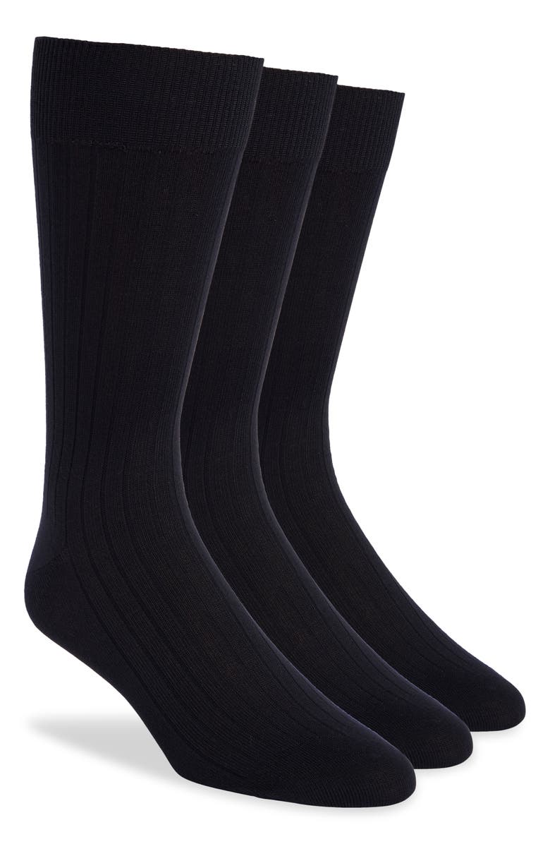 Lorenzo Uomo Assorted 3-Pack Crew Socks, Main, color, Black