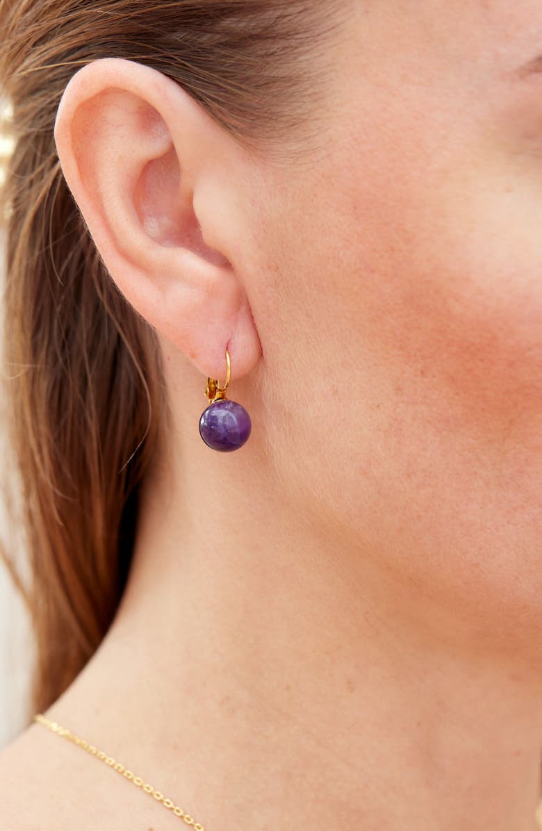 SAVVY CIE JEWELS Amethyst Lever Back Earrings, Alternate, color, Yellow