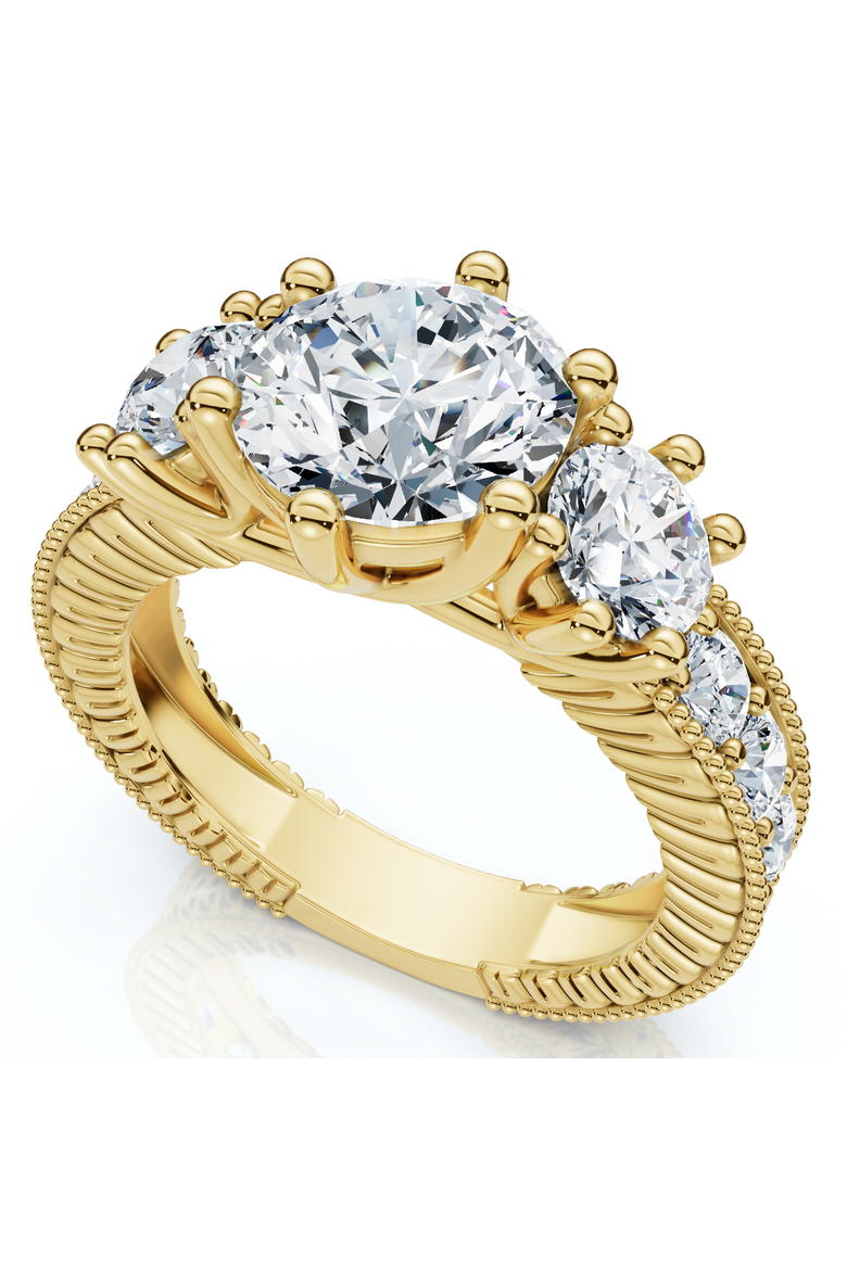 Certified 3 1/2Ct Elizabeth Diamond Engagement Vintage Ring 14k Gold Lab Grown, Main, color, 14k Yellow Gold