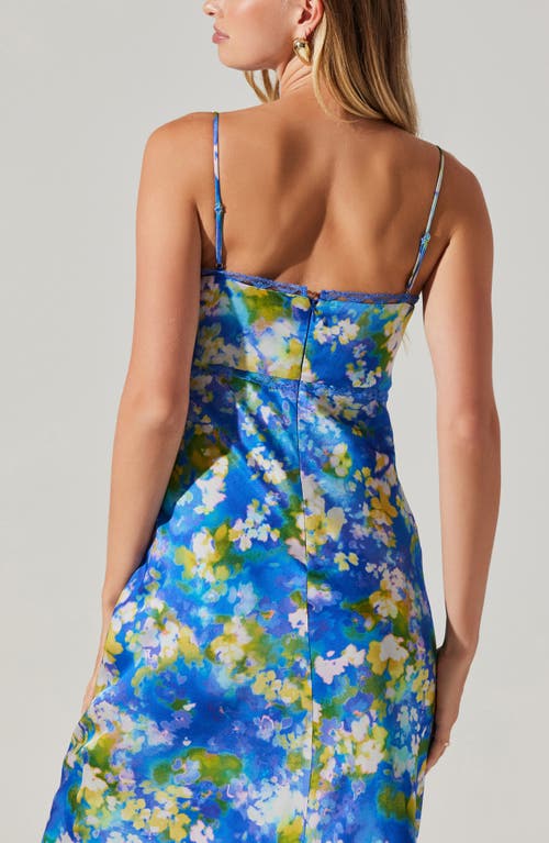 Astr The Label Florianne Floral Print Bustier Sleeveless Maxi Dress In Blue Yellow Abstract