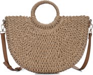 Miztique Ring Handle Straw Crossbody Bag