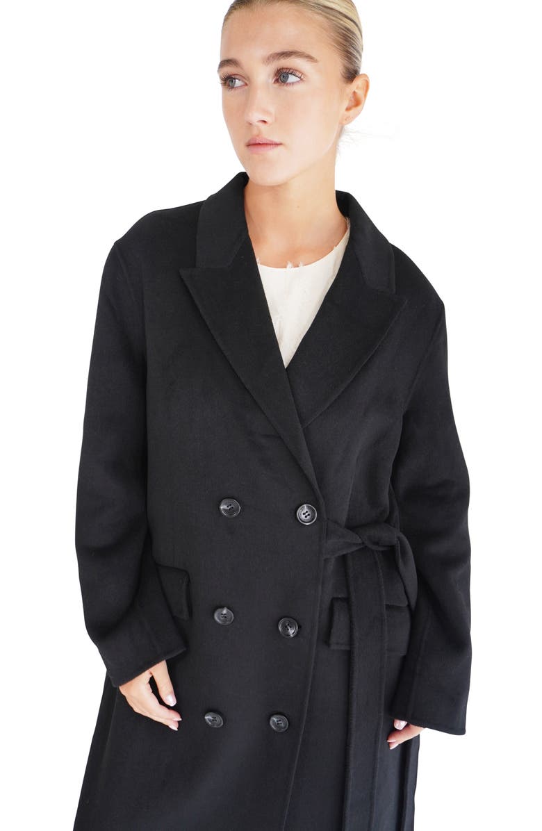Belle & Bloom Right There Side Tie Wool Blend Coat, Alternate, color,