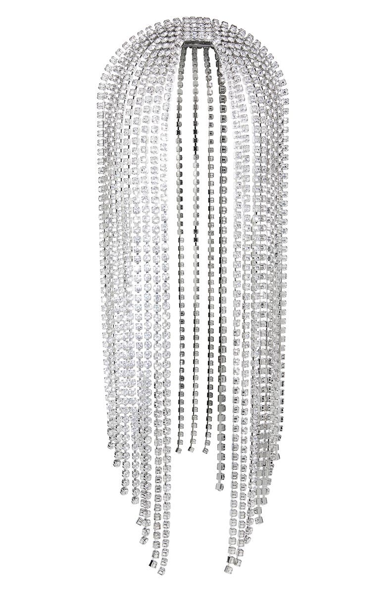 Area Fringe Crystal Headband, Main, color, Clear Crystal/ Silver