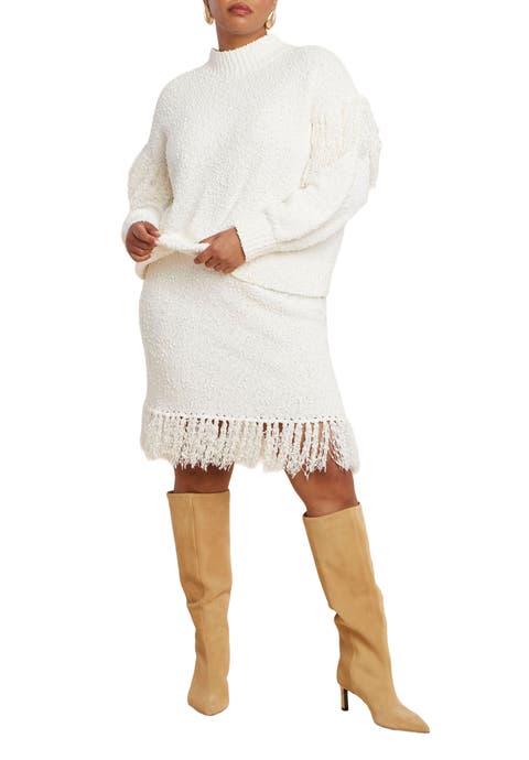 Looped Fringe Sweater Mini Skirt