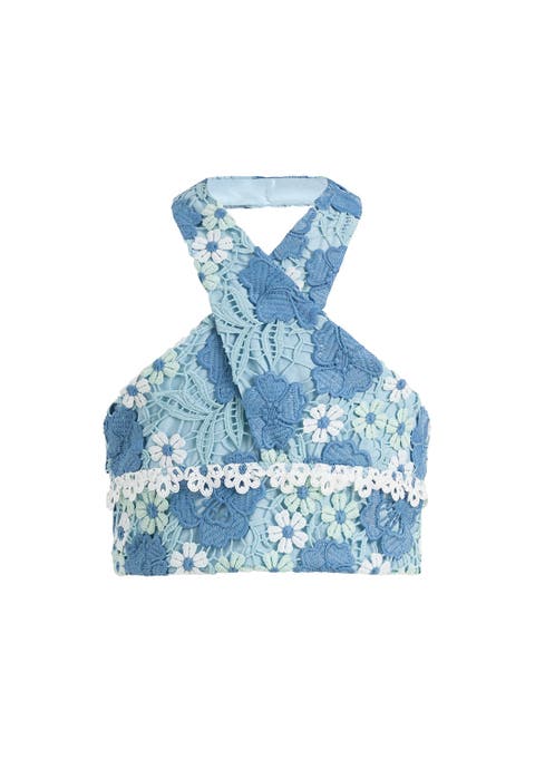 Jade Embroidered Halter Neck Top (Toddler, Little Kid & Big Kid)