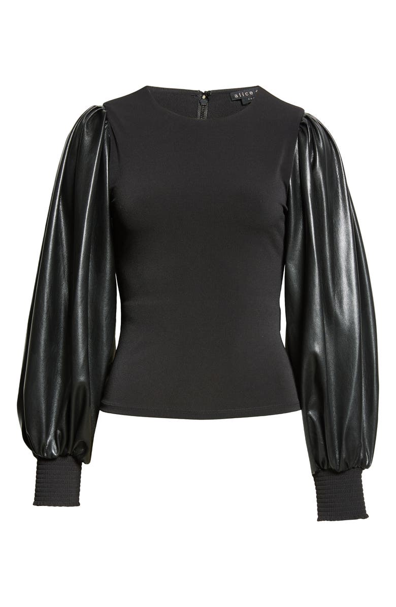 Alice + Olivia Latoria Mixed Media Top, Alternate, color, Black