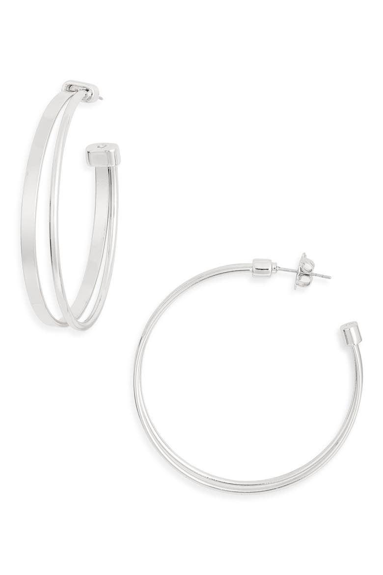 Split Hoop Earrings, Main, color, SILVER