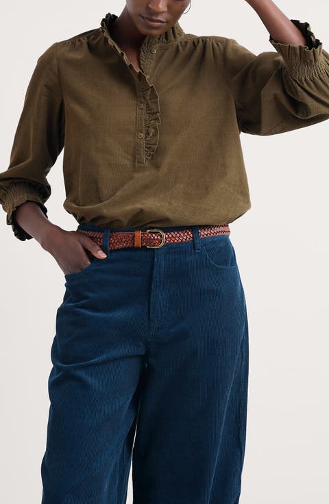 Feather Star Ruffle Corduroy Top