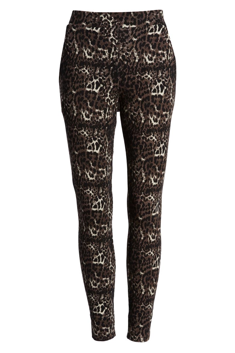 Leopard 7/8 Ponte Leggings, Alternate, color, BROWN