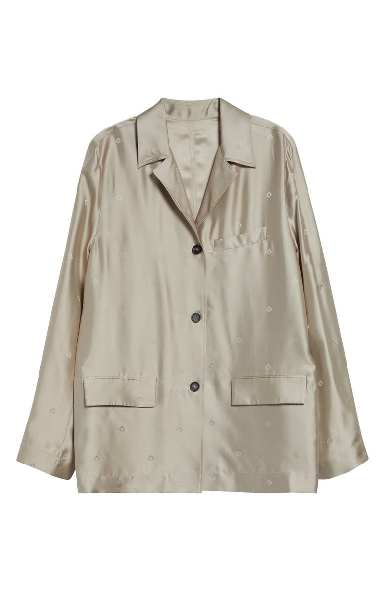 FERRAGAMO Gancini Jacquard Silk Jacket with Fringe Sash, Main, color, Safari