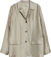 FERRAGAMO Gancini Jacquard Silk Jacket with Fringe Sash