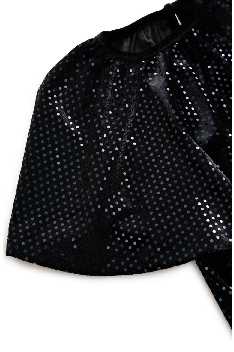 Kids' Foil Dot Velvet Dress, Alternate, color, BLACK