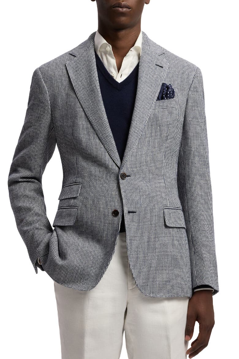 Kent Hand-Tailored Tick-Weave Sport Coat, Main, color, NAVY/ WHITE