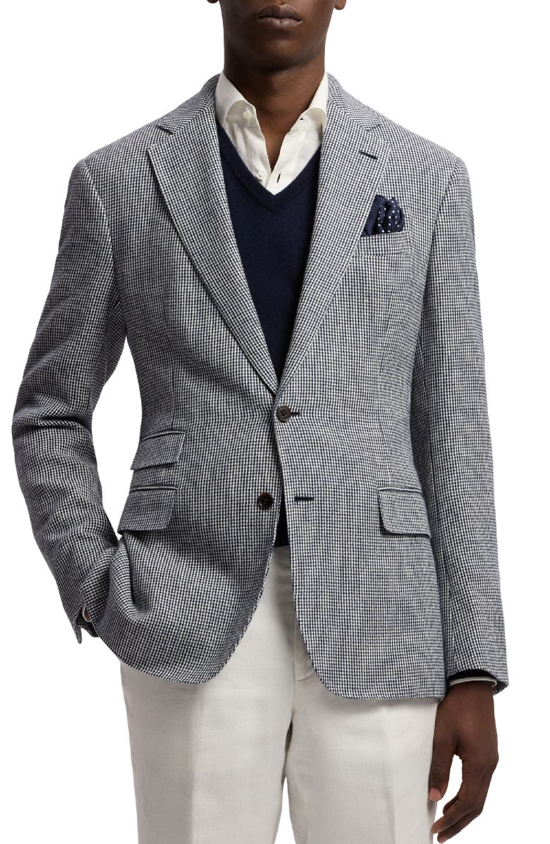 Ralph Lauren Purple Label Tic Weave Microhoundstooth Sport Coat, Main, color, Navy/ White