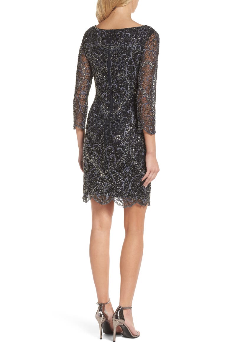 Embroidered Cocktail Dress, Alternate, color, BLACK
