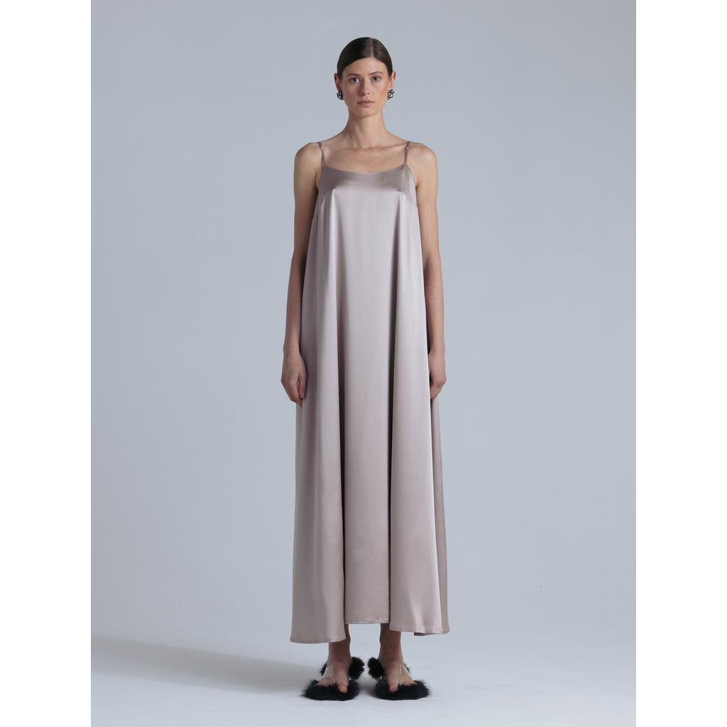Alas Aphrodite Sleeveless Silk Maxi Dress In Silver