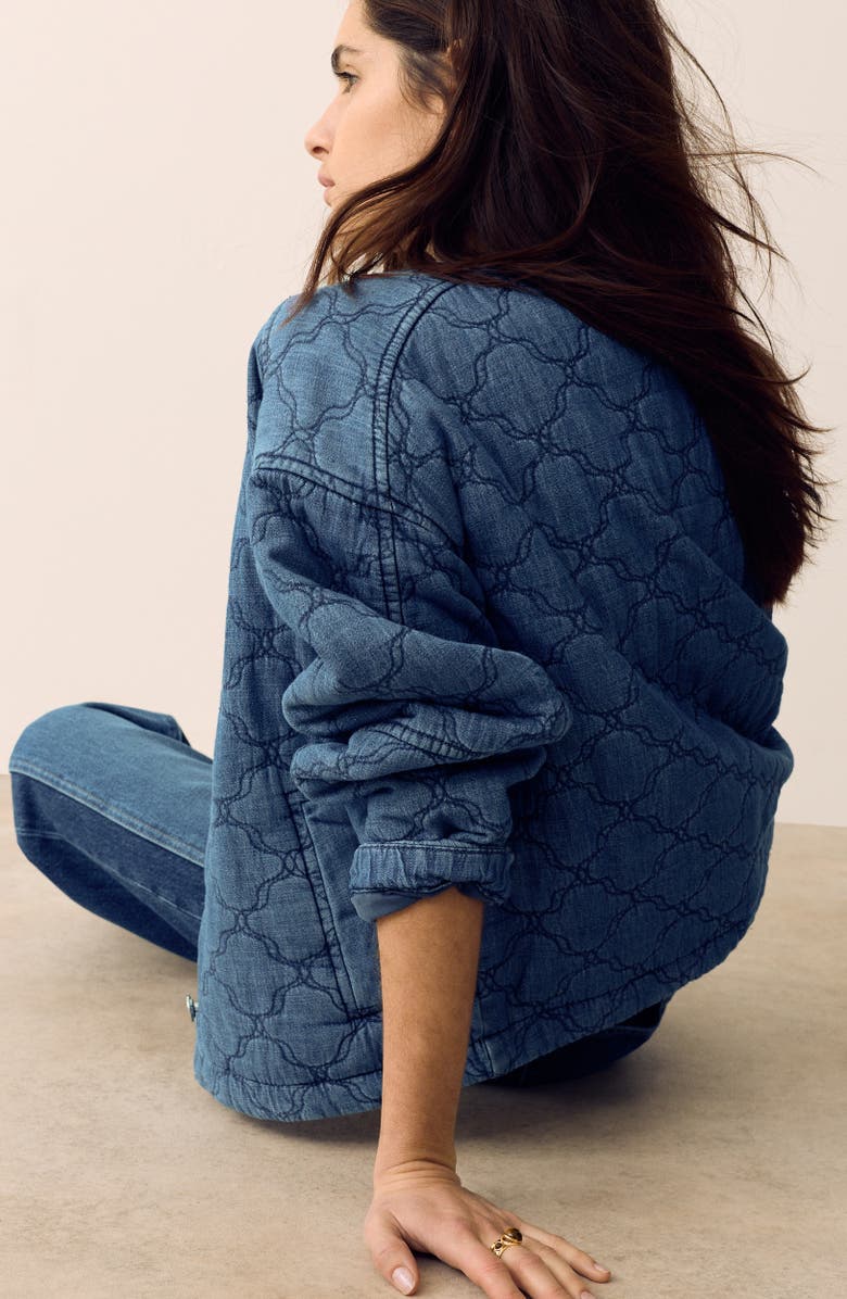 PER UNA BY M&S Quilted Denim Jacket, Alternate, color, Light Indigo Blue