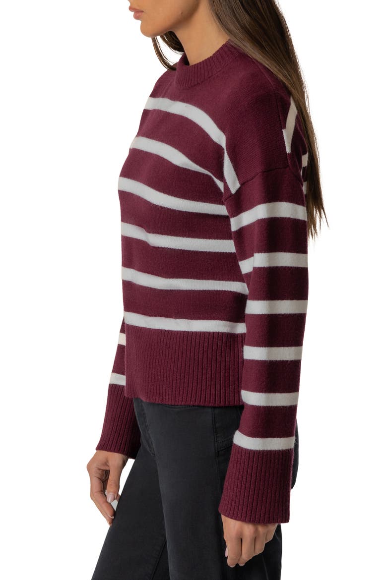 Sam Stripe Crewneck Sweater, Alternate, color, BORDEAUX/ IVORY