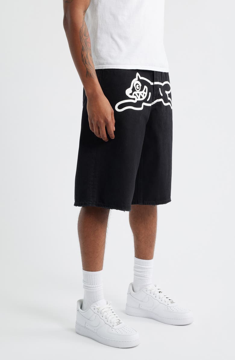 ICECREAM Big Black Denim Shorts, Alternate, color, Black Caramel