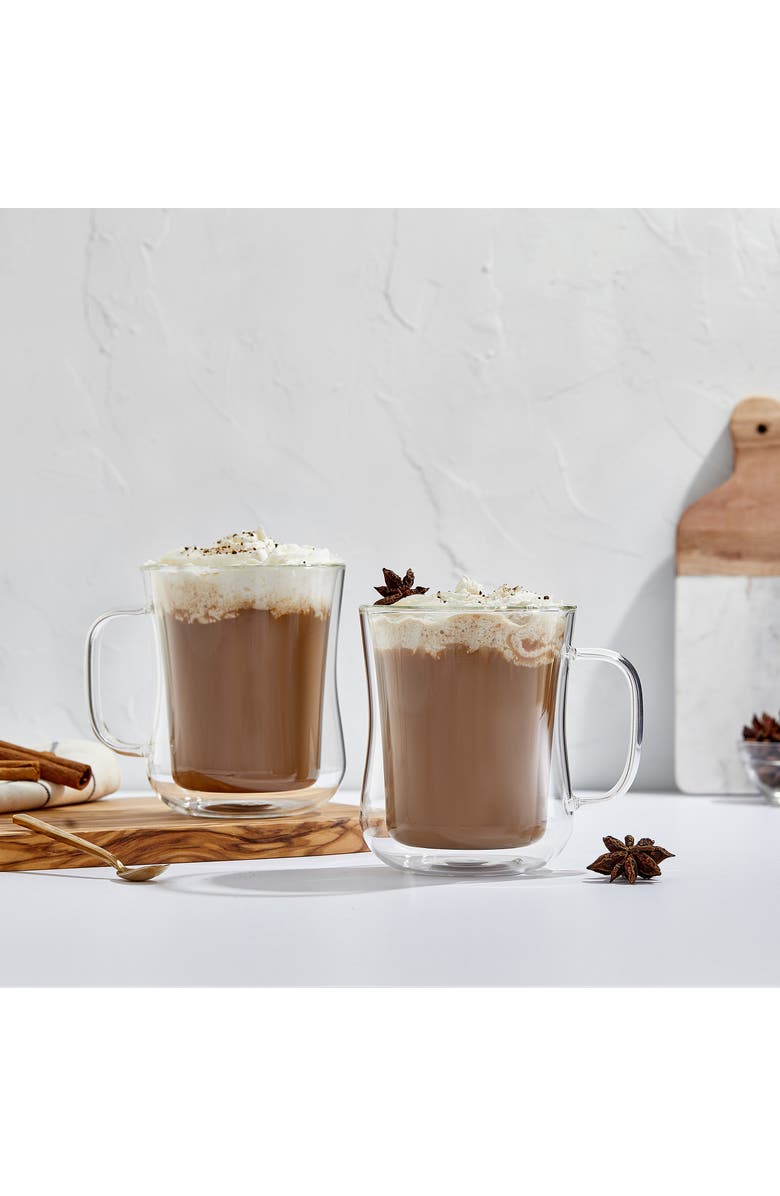 JoyJolt Set of Two Diner Mugs, Alternate, color, Clear