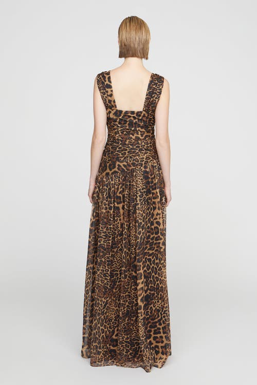 Halston Claudia Chiffon Gown In Brown