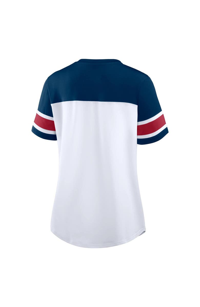 FANATICS Women's Fanatics White/Navy Houston Texans Athena Rhinestone Lace-Up V-Neck T-Shirt, Alternate, color, White