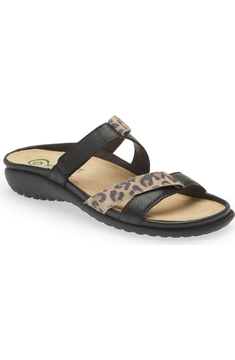 Naot Tariana Slide Sandal, Main, color, Soft Black/Cheetah