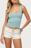 EDIKTED Annya Sequin Cutout Knit Top