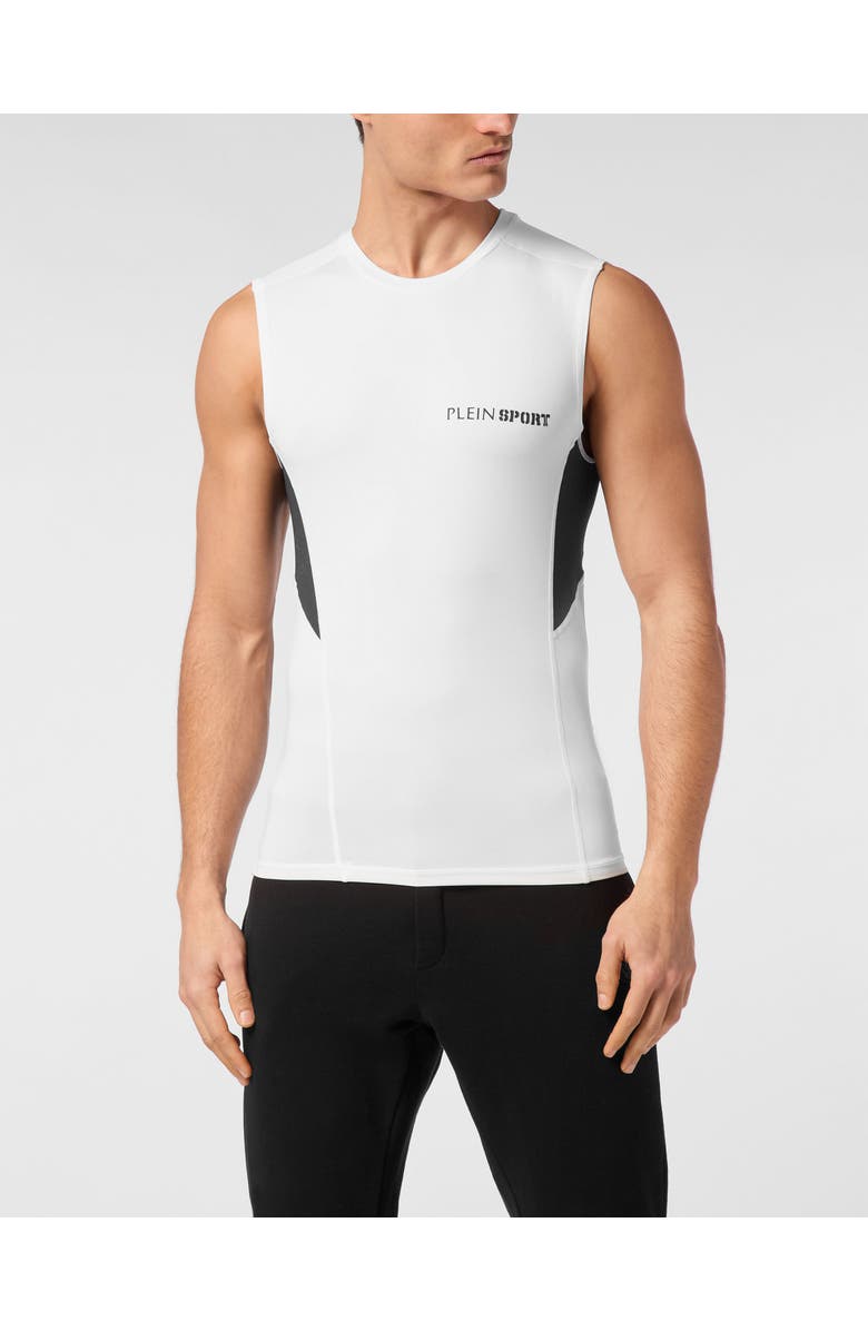 PLEIN SPORT Technical Jersey T-Shirt Sleeveless Men, Main, color, White