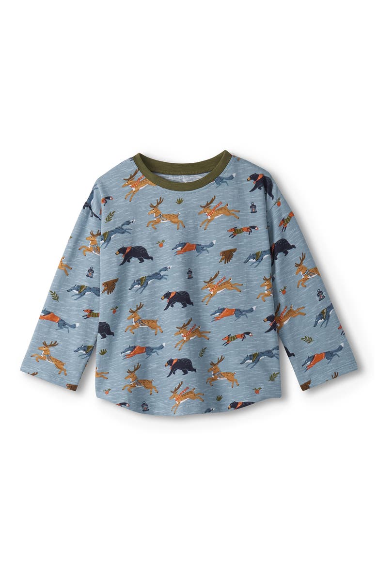 Forest Animals Slub Cotton T-Shirt & Joggers Set, Alternate, color, BLUE MULTI