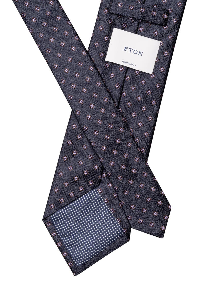 Medallion Silk Tie, Alternate, color, NAVY