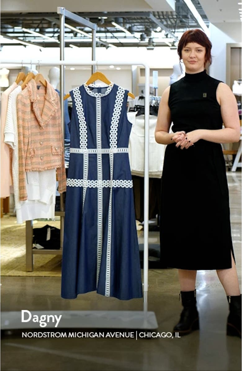 Eyelet Trim Sleeveless Cotton Dress, sales video thumbnail