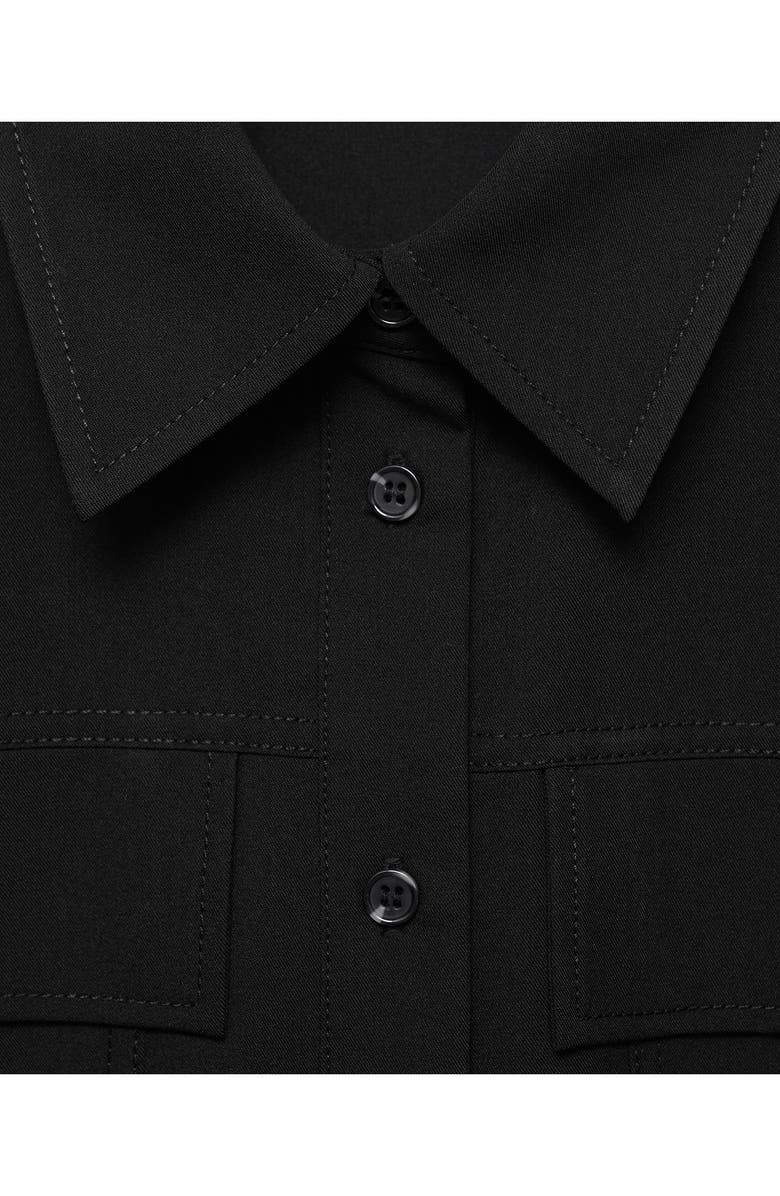 MANGO Long Sleeve Mini Shirtdress, Alternate, color, Black