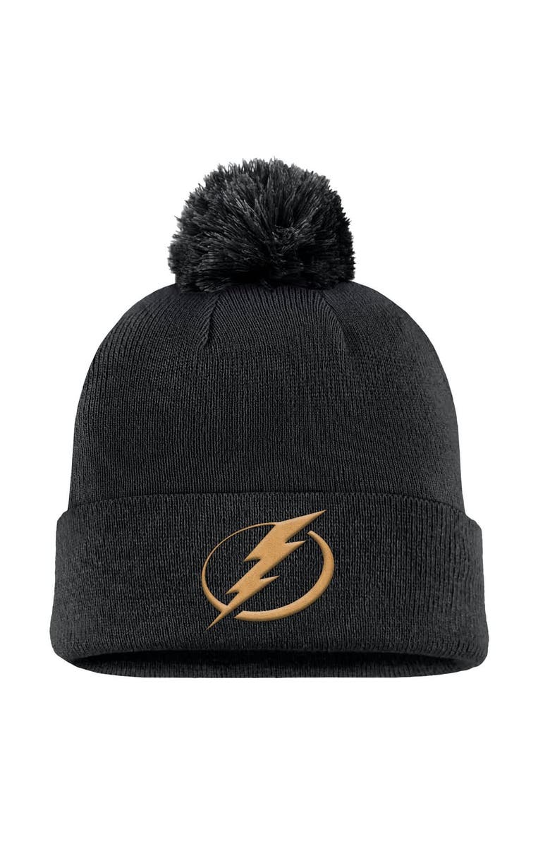 FANATICS Men's Fanatics Black Tampa Bay Lightning Military Appreciation Cuffed Knit Hat with Pom, Alternate, color, 