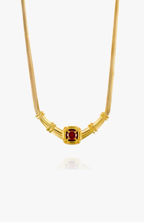 Odette Necklace Garnet Stone