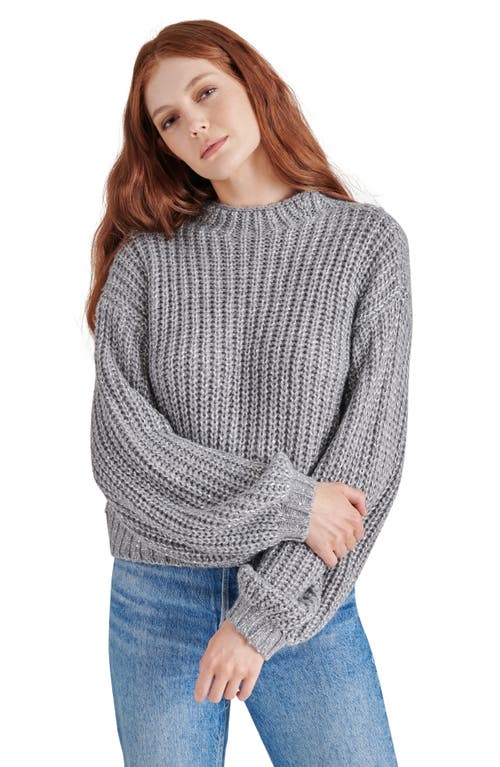 Steve Madden Martina Funnel Neck Sweater In Heather Grey