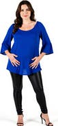 24seven Comfort Apparel Bell Sleeve Loose Fit Maternity Tunic Top
